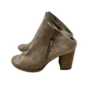 Ladies Officine Creative Taupe Suede Open Toe Heeled Boots Size 39.5 (9.5)